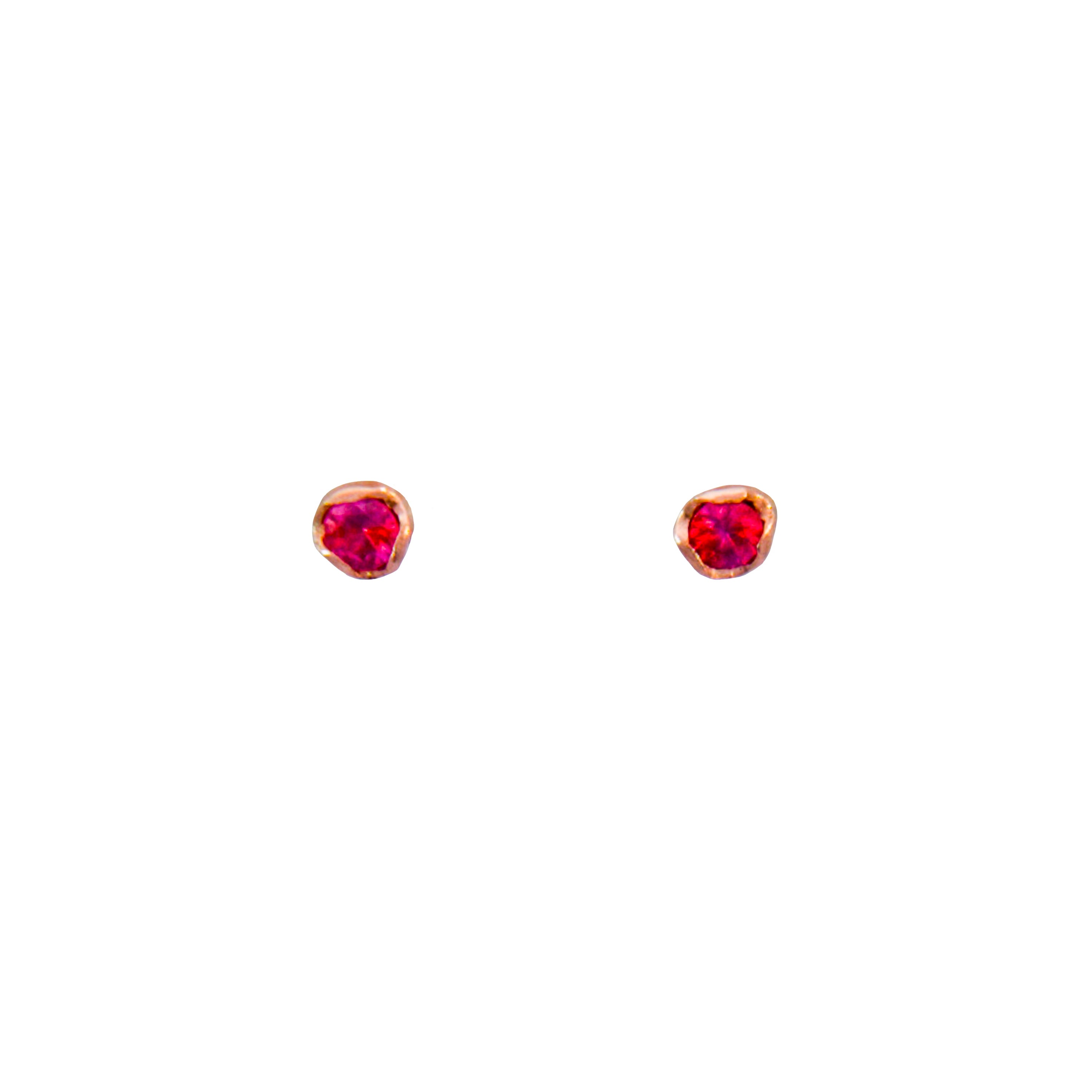 3-FOLD STUD EARRING PAIR 9CT GOLD PINK SAPPHIRE