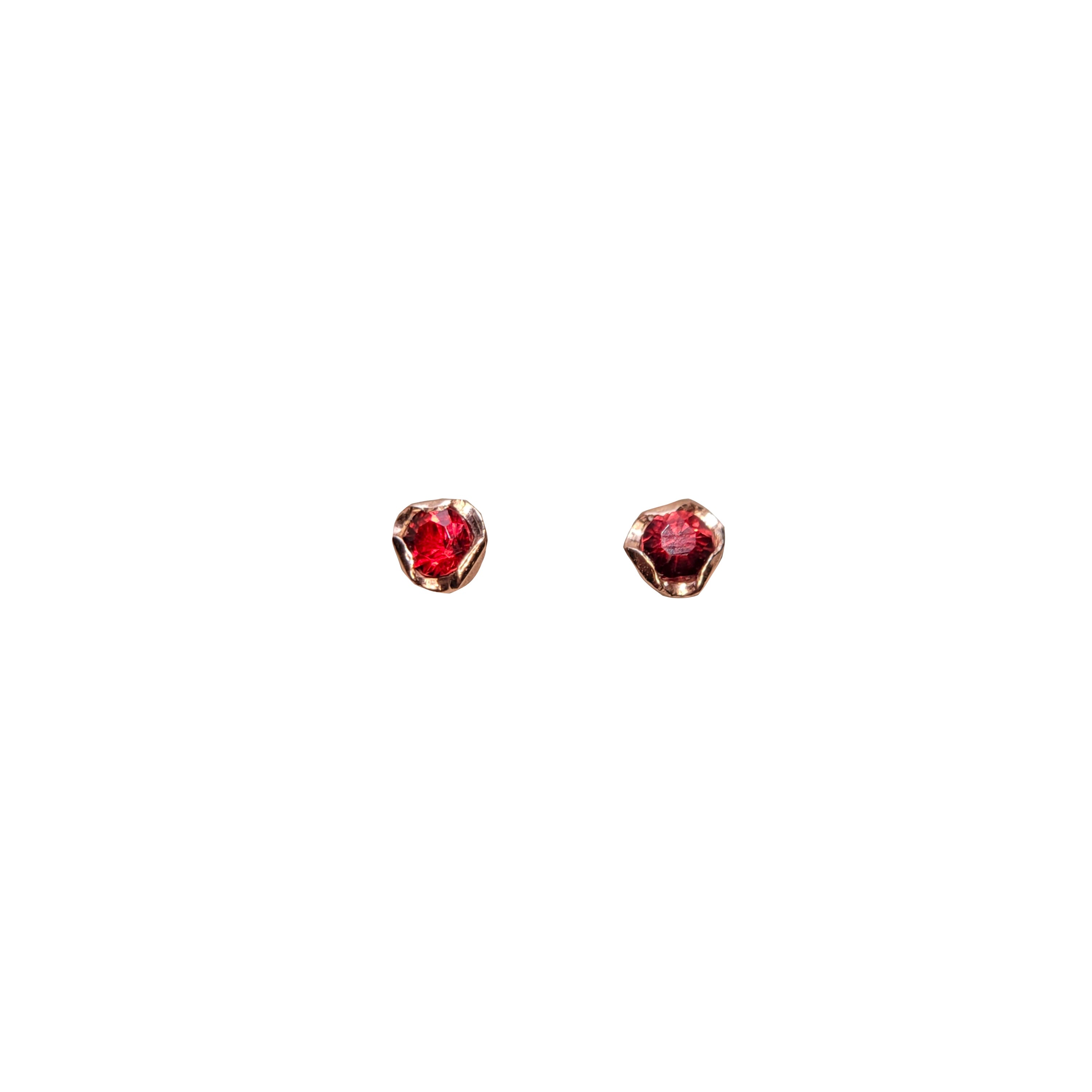 3-FOLD STUD EARRING SINGLE - 9CT GOLD - COLOURS OF SPINEL